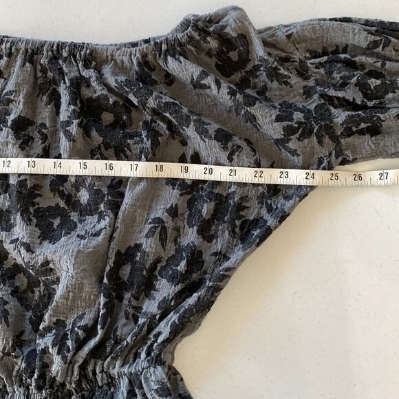 Free People Shades Of Cool Floral Ruffle Off The Shoulder Top Short Sleeves - Picture 12 of 14